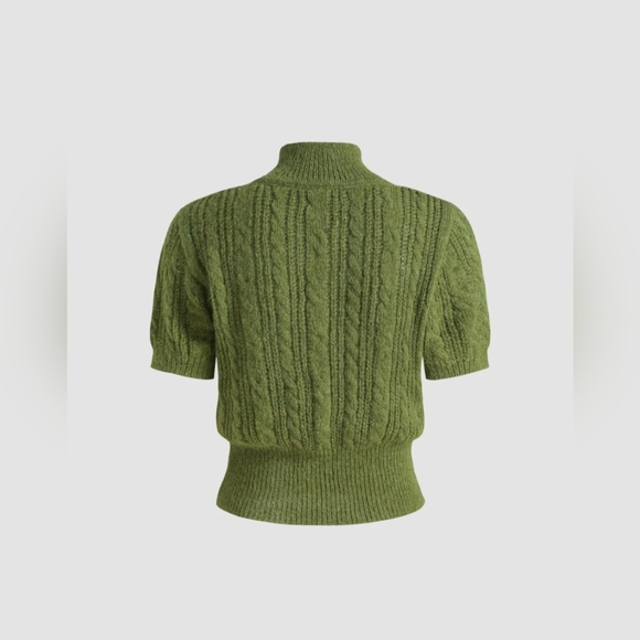 Wool-Blend Texture High Knit Sweater in Matcha Green - Picture 7 of 7
